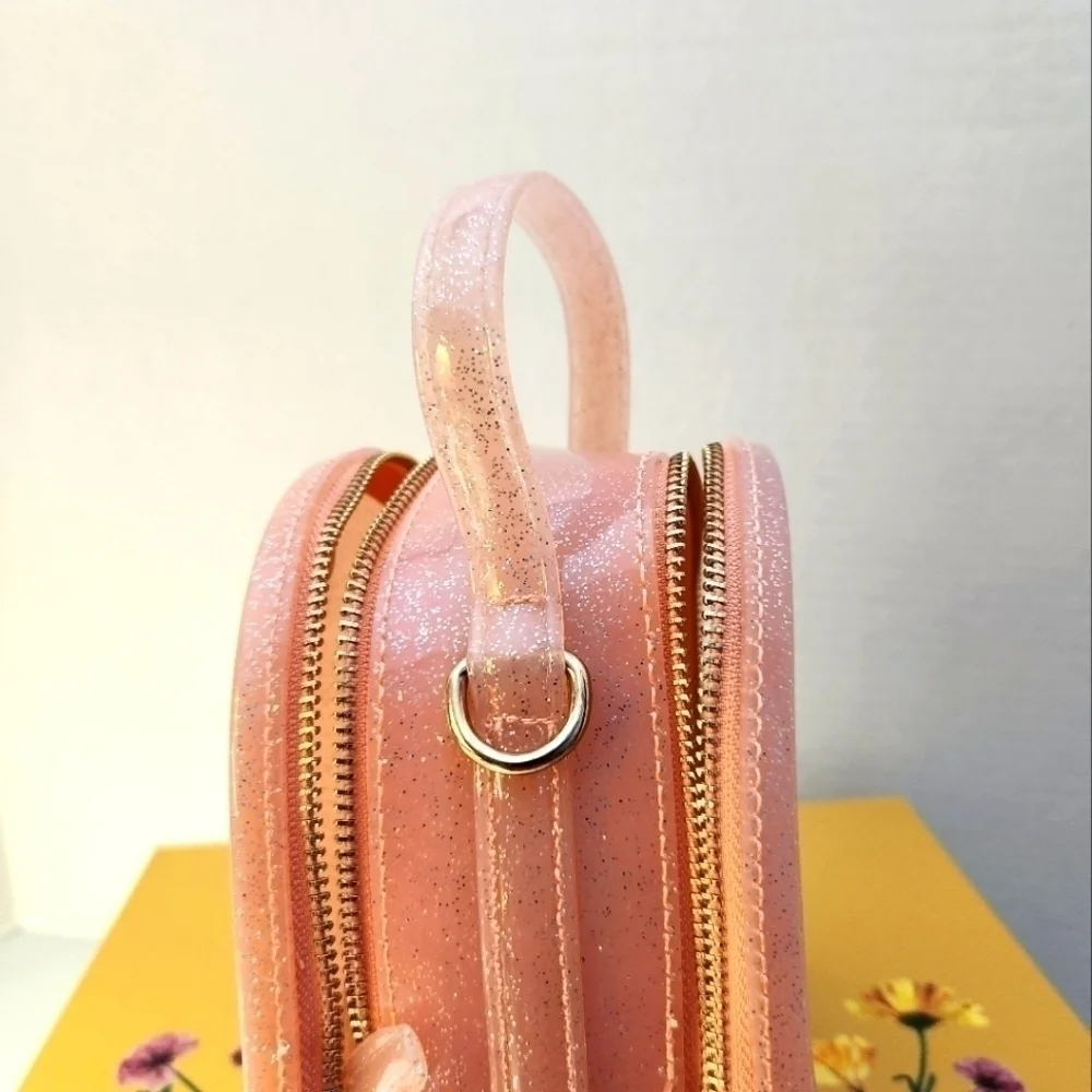 NWT Sparkled Peach Mini Crossbody Bag w/ Double Zip closure